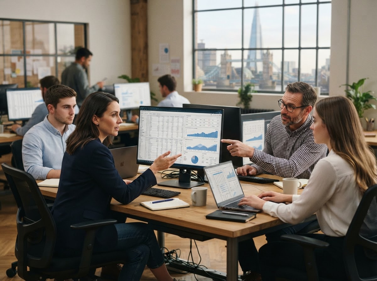 Draymint Group research team reviewing risk model output on screen
